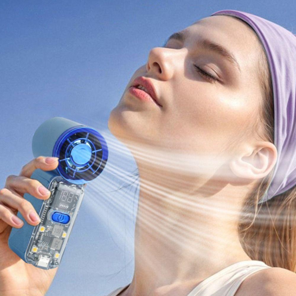 LED Display Mini Handheld Fan Dual-core Pocket Fan New Turbo Fan  Travel