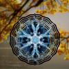 2D Metal Wind Spinner Ornament for Garden Decor Intricate Blue and Golden Design Indoor Outdoor Holiday Gift for All Occasions