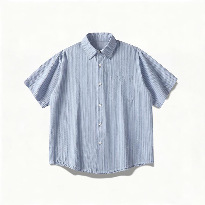 Summer Short Sleeved Shirt Jacket Workwear Short Sleeved Men s Lapel Shirt 2XL синий