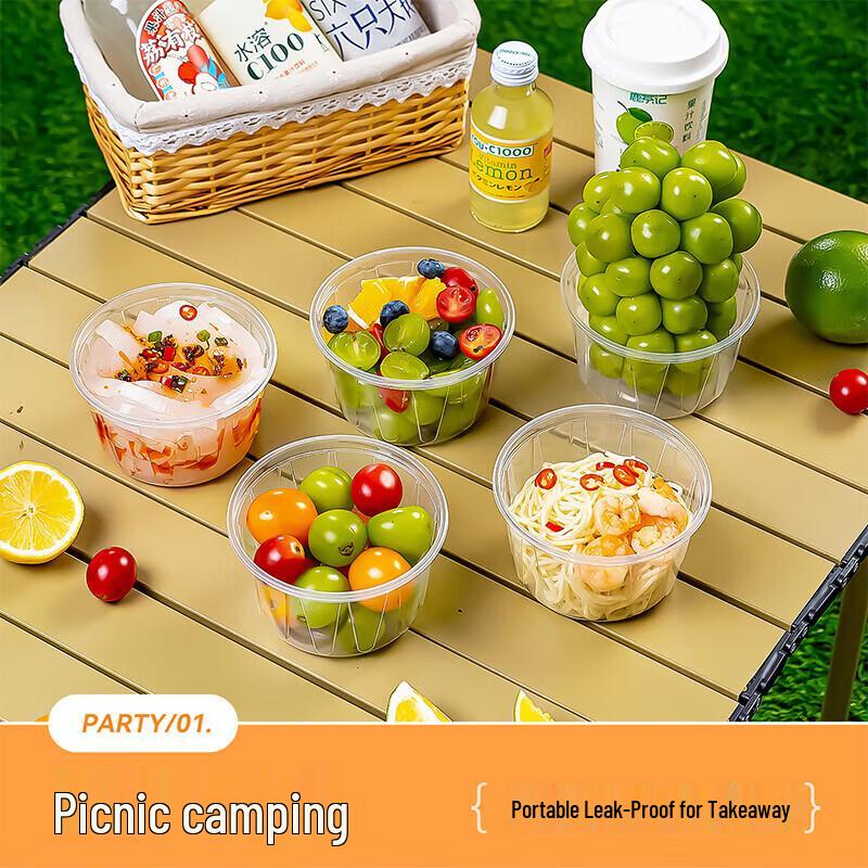 temeiju Disposable Microwavable Food Bowls with Lids, 30 Sets