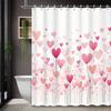 Romantic Heart Floral Art Shower Curtain, 12 Hooks, Water-Resistant Polyester Bathroom Partition for Valentine's Day Decor