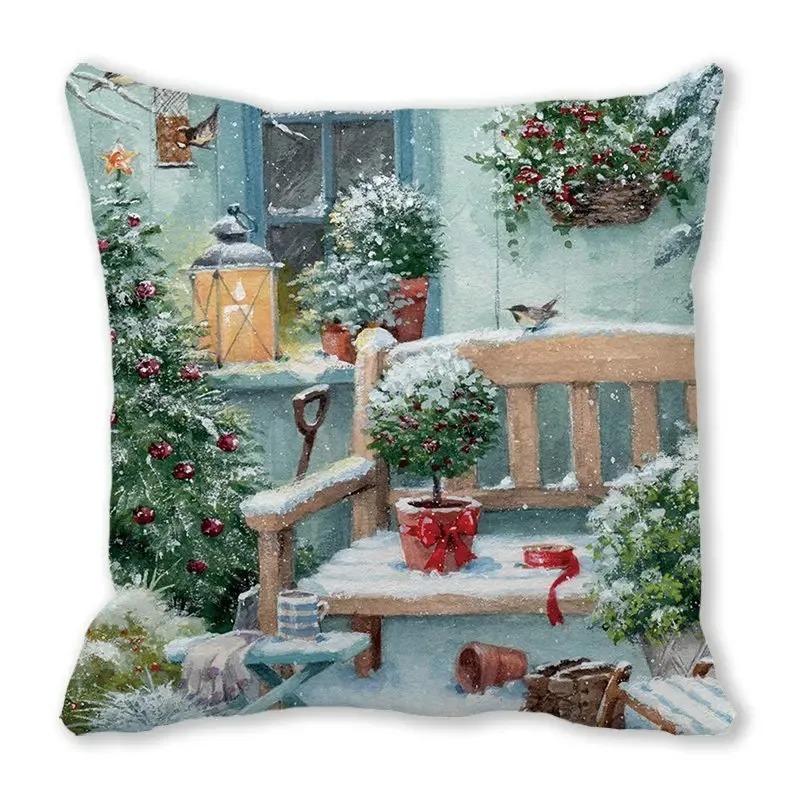 Christmas Themed Pillowcases Car Accessories Office Santa Claus Living Room Sofa Home Pillowcases
