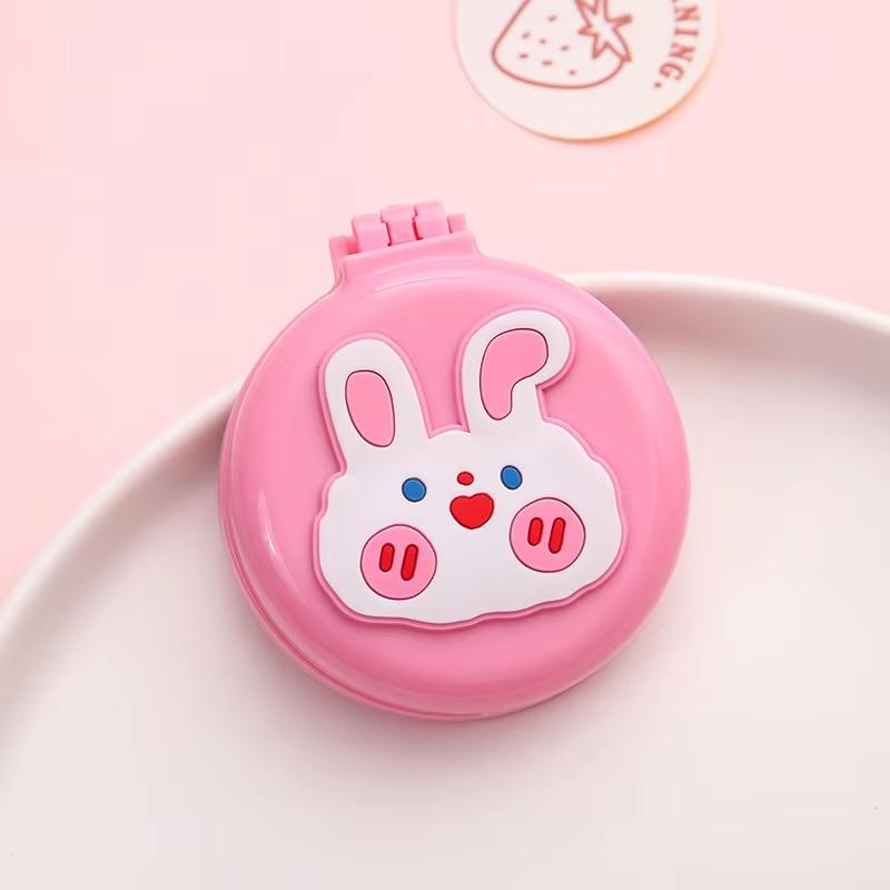 Folding Cute Mini Pocket Hair Comb With Mirror For Women And Girls Round Hair Brush Compact Travel Size Hair Massage Comb