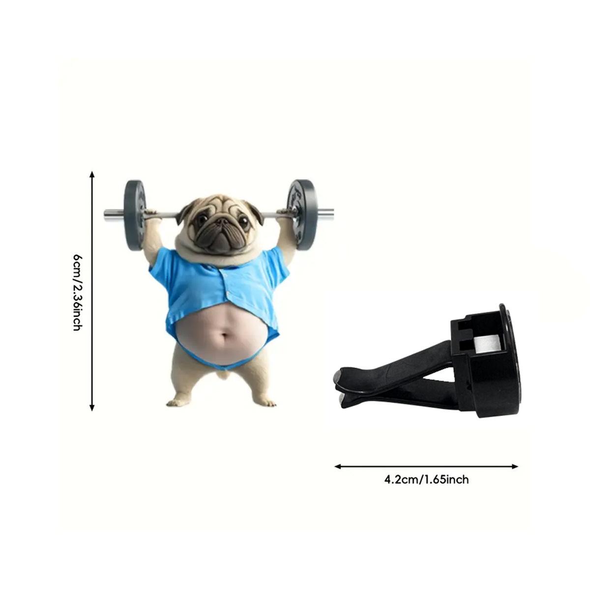 Cute Weightlifting Puppy Flat Acrylic Car Interior Air Vent Decoration Aromatherapy Clip 1pcs синий