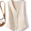 Gilet Scollo a V Donna Sottile Largo Gilet Monopetto Senza Maniche Blazer Femminile Slim Corto Gilet Femme Slim Bottoni