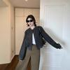 Womens Oversized Baseball Jacket Relaxed Fit Single-Row Button Korean-Japanese Casual Style
