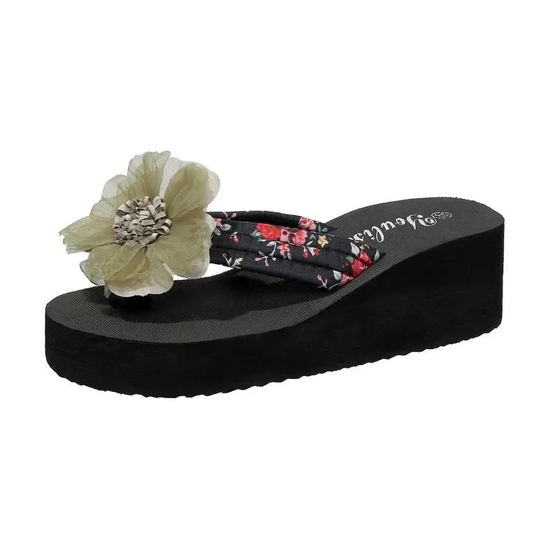 Fashion Slippers Women 2025 Light Shoes Female Casual Flip Flops Woman Slippers Plus Size Floral Print Platform Wedges Women's Sandals