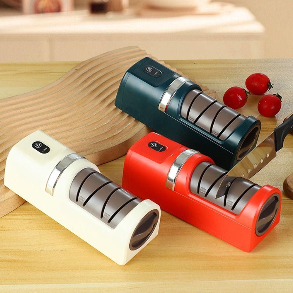 ABS Wireless Electric Cutter Sharpener Rechargeable Coarse and Fine Sharpening Stone Household Quick Polishing Cutter Whetstone