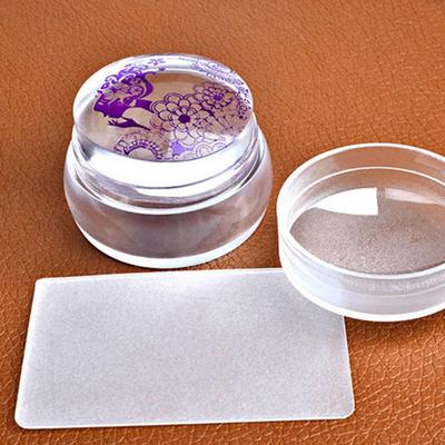 Clear Nail Art Razítkovací Silikonové razítko + škrabka DIY Manicure Transfer Tool