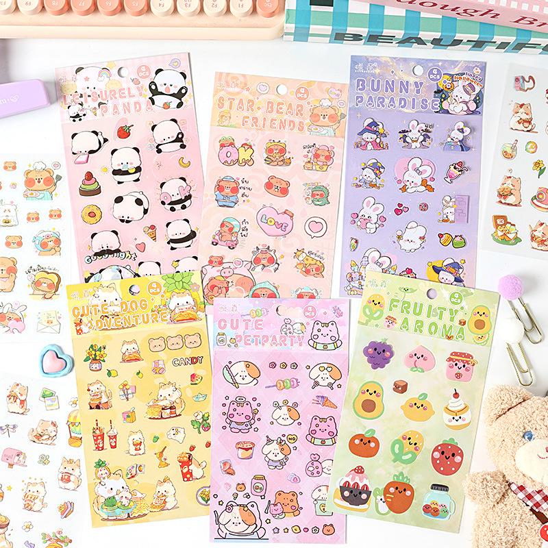 Yuezhen Gulu Cute Cartoon PET Die-Cut Journal Stickers for Kids