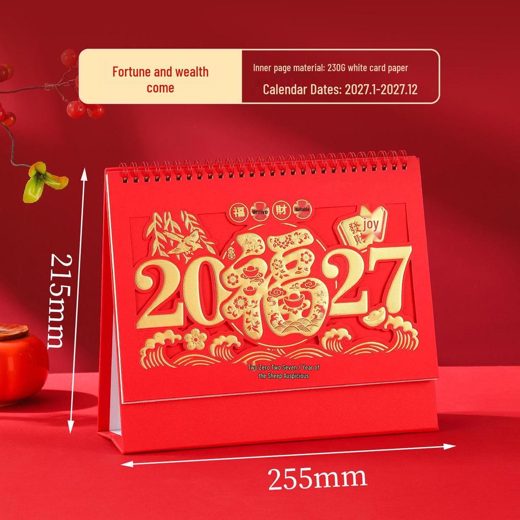 2026 Year of the Horse Custom Photo Table Calendar with Logo and Creative Cut-outs