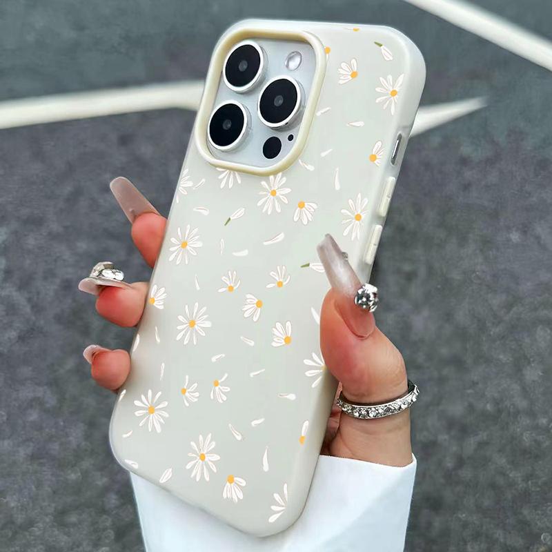 Elegant Fresh White Daisy Pattern Phone Case for Samsung Galaxy S26 S25 S24 S23 Ultra S22 Plus S21 FE 2 IN 1 Candy Color Cover