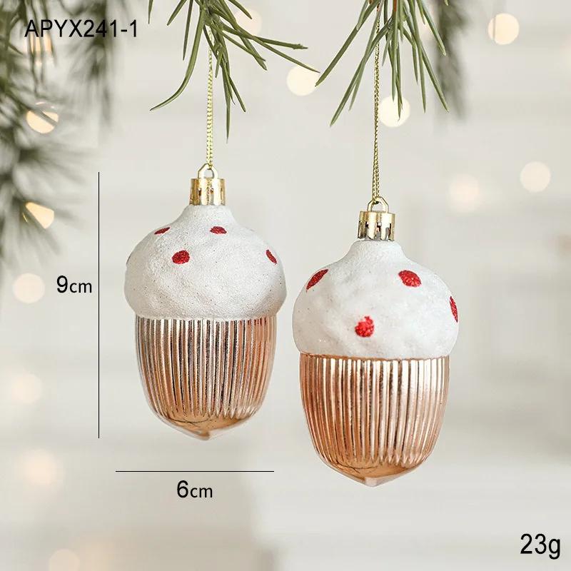 2pcs Christmas Pendants Metallic Luster Hanging Ornaments Xmas Tree Snowman Conch Xmas Star Nutcracker Ornaments Merry Christmas