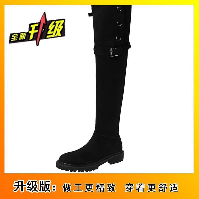 Western knee boots women's high boots French retro black outer wear thick-soled boots increase the height of autumn and winter new models