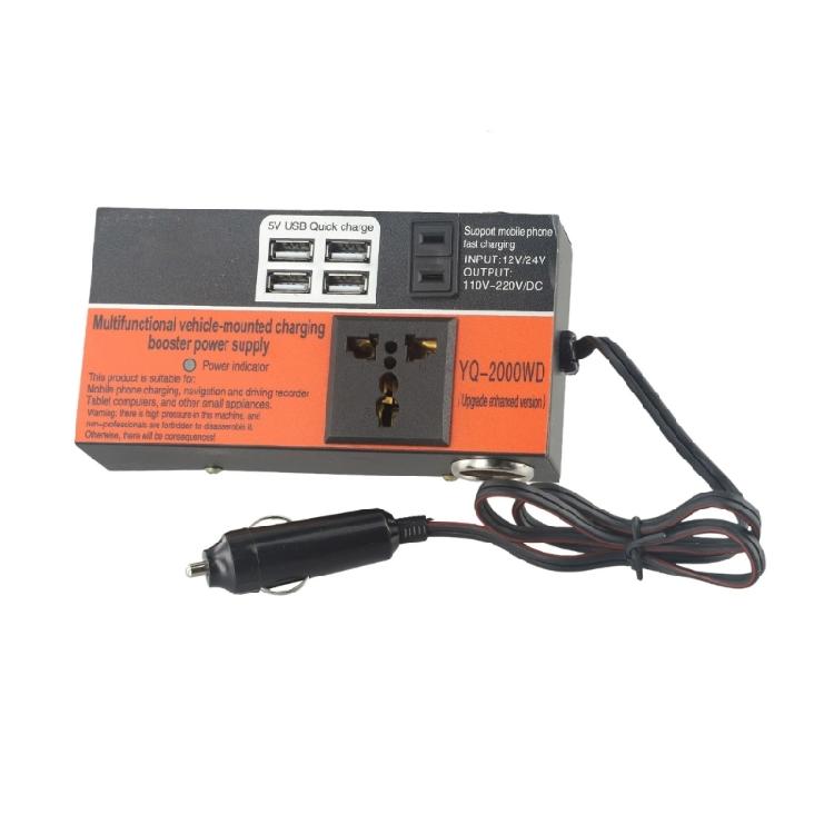 

Multiple Ports Efficient 1500W Power Inverter Converter For Vehicles Truck, DC12V/24V To AC110V/220V with 4 USB Outlets 1
