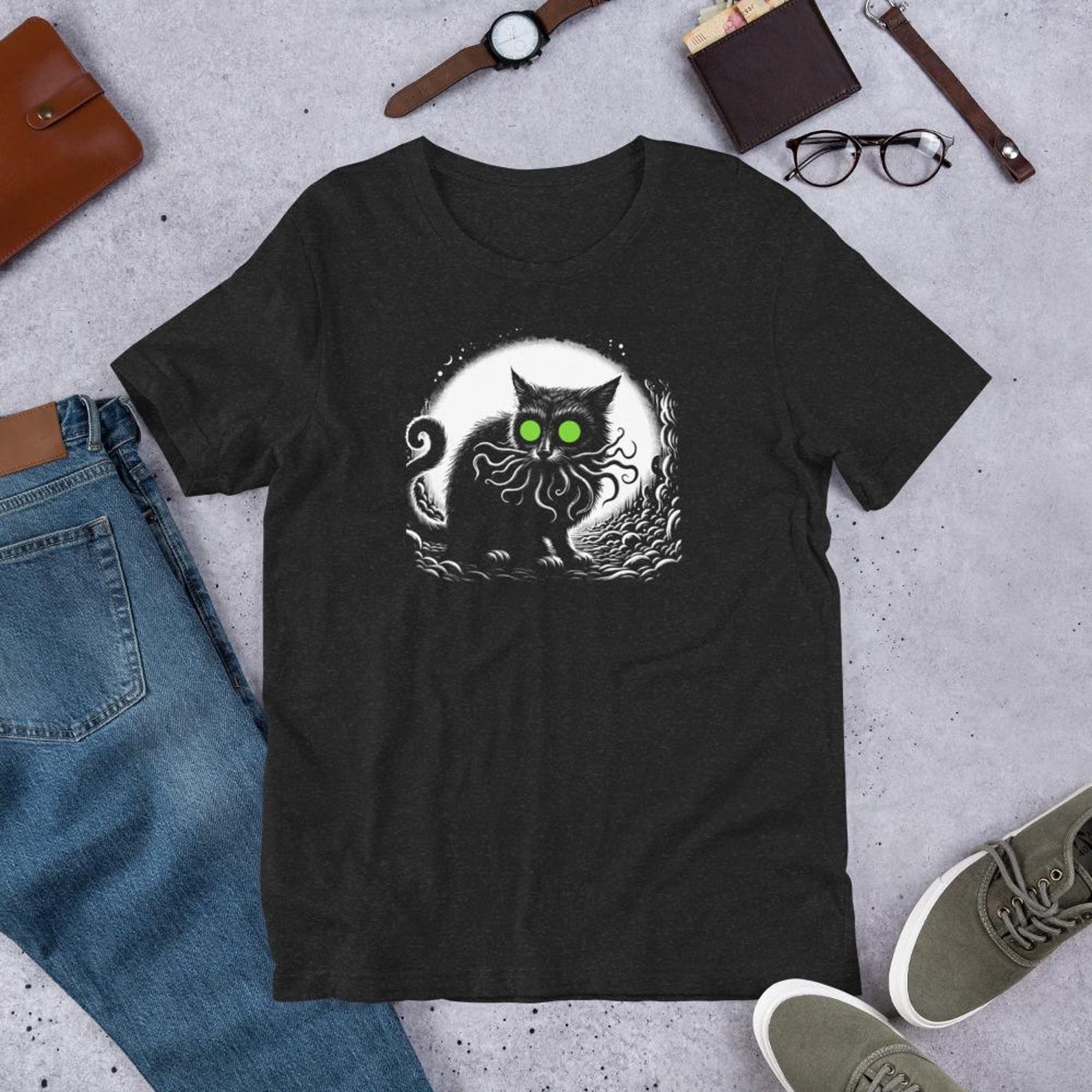 Cathulhu Cat T-Shirt | Cosmic Horror Lovecraft Design M