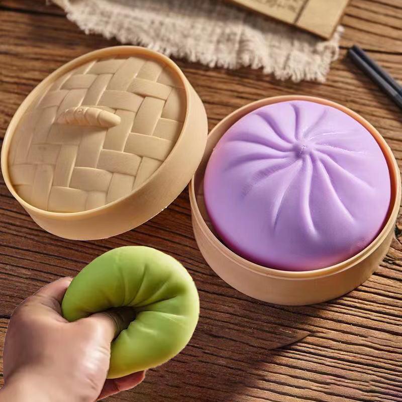Giant Dumpling Squeeze Toys Anxiety Relief Fidget Toy Simulation Food Steamed Stuffed Bun Soft Squeeze Decompression Dough Toy