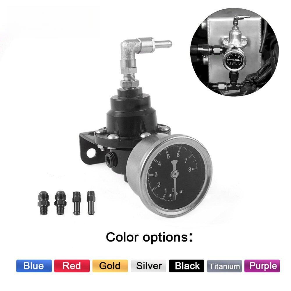 Car Modification Adjustable Aluminum Fuel Pressure Regulator Booster with Pressure Gauge