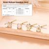 Bobisty Nose Rings Studs for Women Stainless Steel L Shaped Nose Studs Tiny Opal CZ Sunflower Bee Planet Nose Piercing Jewelry