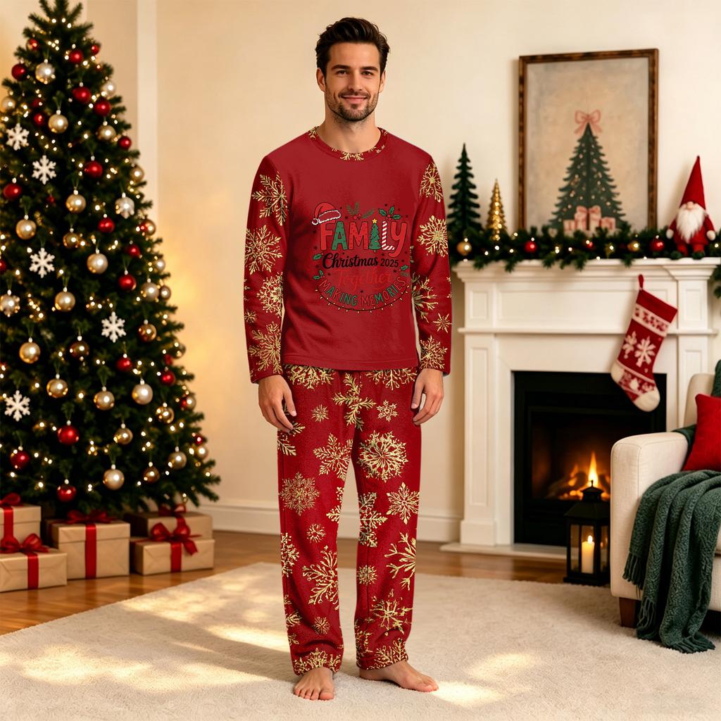 Christmas Print Long Sleeve and Pants Matching Family Loungewear Set for Parent and Child