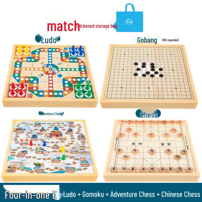 Multi-Board Game Set: Go-Moku, Checkers, Chinese Checkers, Chess, Animal Chess, Army Chess – Parent-Child Educational Toy