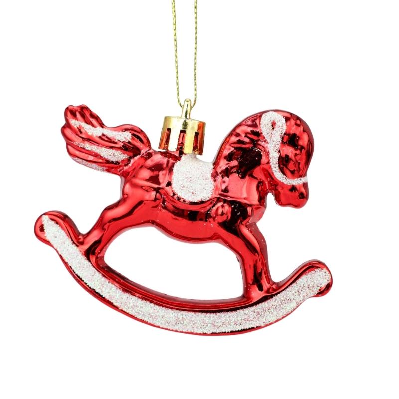 6Pcs Plastic Horse Statue Hanging Ornament Christmas Tree Decoration For Door Mantels Holiday Party Indoor and Outdoor