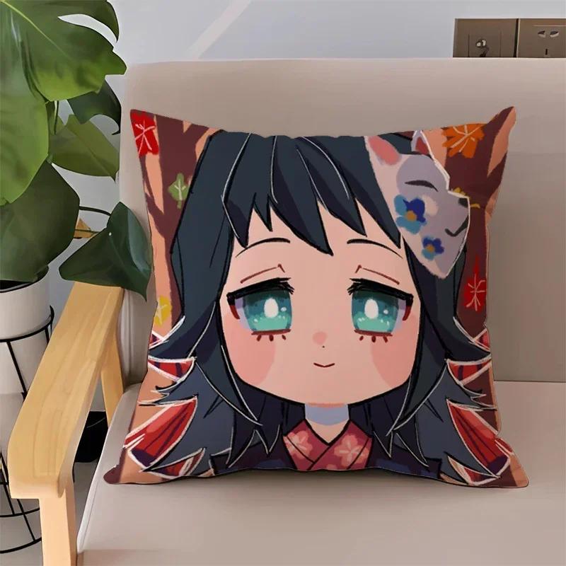 Pillowcase 45x45 Pillow Cases for Bed Anime Demon Slayer Children's Cushion Cover Double-sided Printing Couch Pillows Home Decor