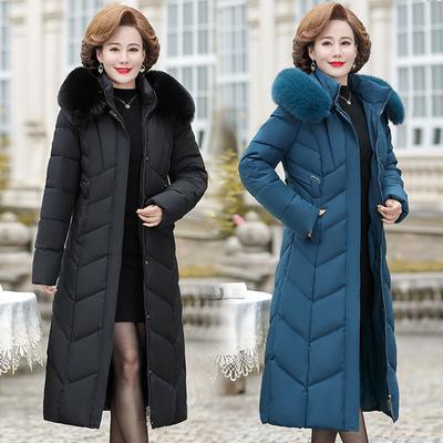 Hooded Down Cotton Jacket Women Winter Clothing  Middle-Aged Mother Mid-Long Thicken Coat Warm Female Parkas