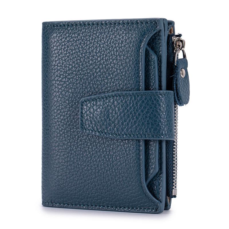 

Женский короткий кошелек из натуральной кожи с блокировкой RFID, с отделением для монет и держателем для карт