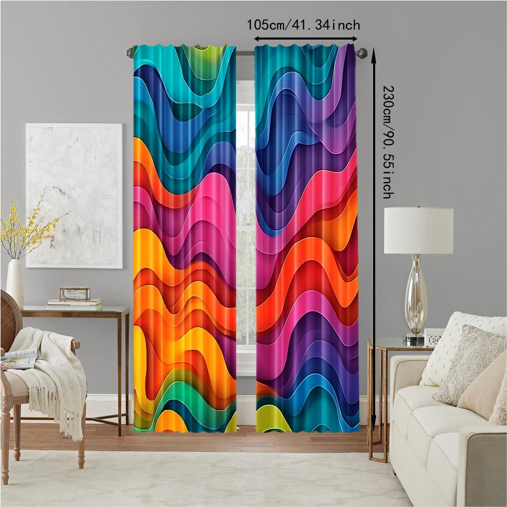 2 pcs   versatile polyester transparent curtains for home decoration Rainbow for use in bedrooms and living rooms