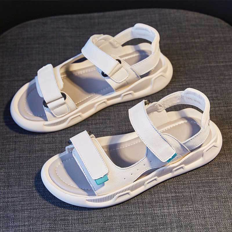 Leather Velcro Sports Sandals Women's Outer Wear Summer New Soft-soled Lightweight Versatile Flat Sandals