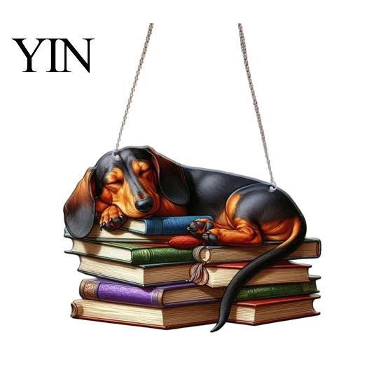 Einzigartiges Geschenk für Freunde Dackel Hängendes Ornament, Acryl Fenster Sonnenfänger, Niedliche Fänger Dekoration Fenster Hund Haus Zimmer Dekor, Veranda