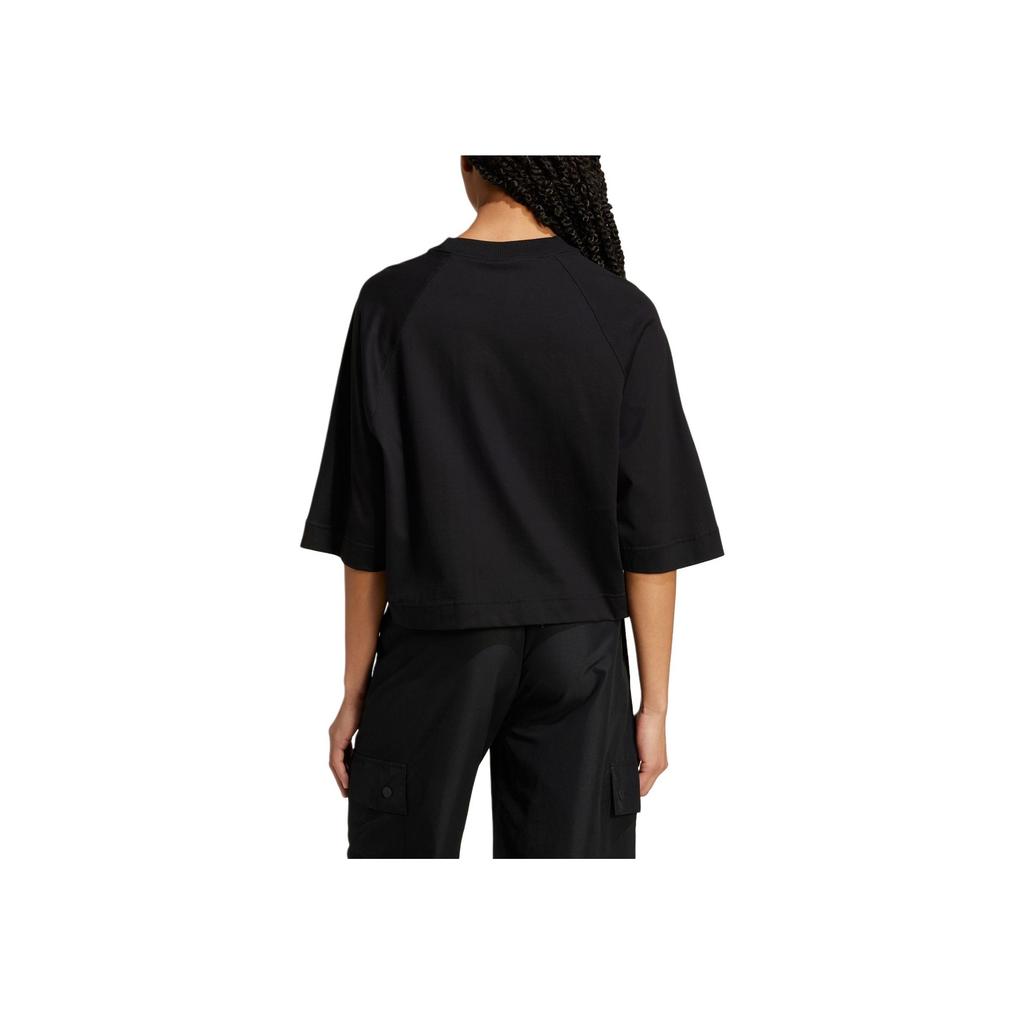 Adidas Round Neck Simple Comfort Short Sleeve T-shirt Women Tops Black IY9705