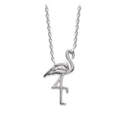 [P9664] - Silver 'Flamingo' Silver Necklace (rhodium-plated) - 22x10 Mm