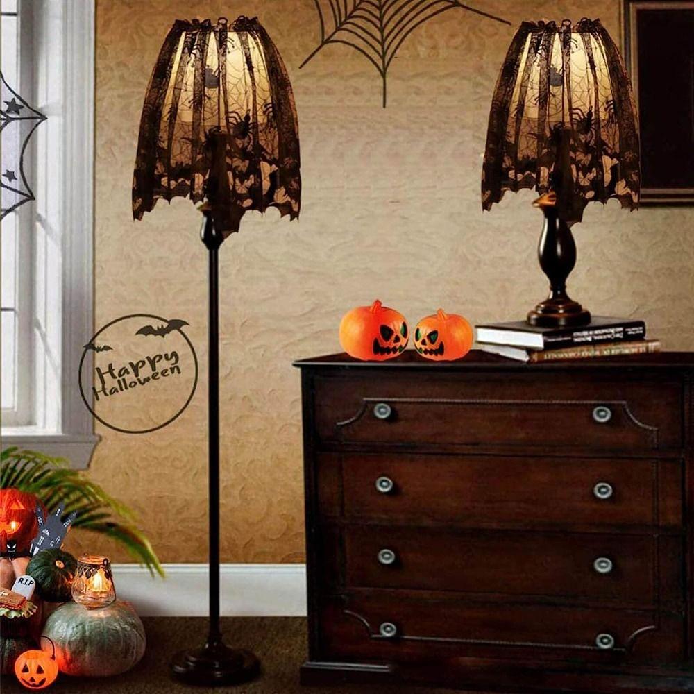 

Large Halloween Lamp Shade Cover Black Lace Ribbon Party Decoration Supplies Home чорний