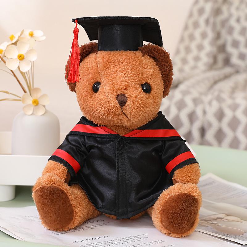 Graduation Teddy Bear with Cap & Gown - Customizable Logo Gift