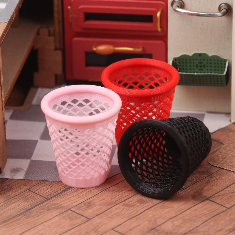 1/12 Dollhouse Mini Hollowed-Out Trash Can Model Dollhouse Living Furniture Decoration Dolls House Micro Scene Ornament