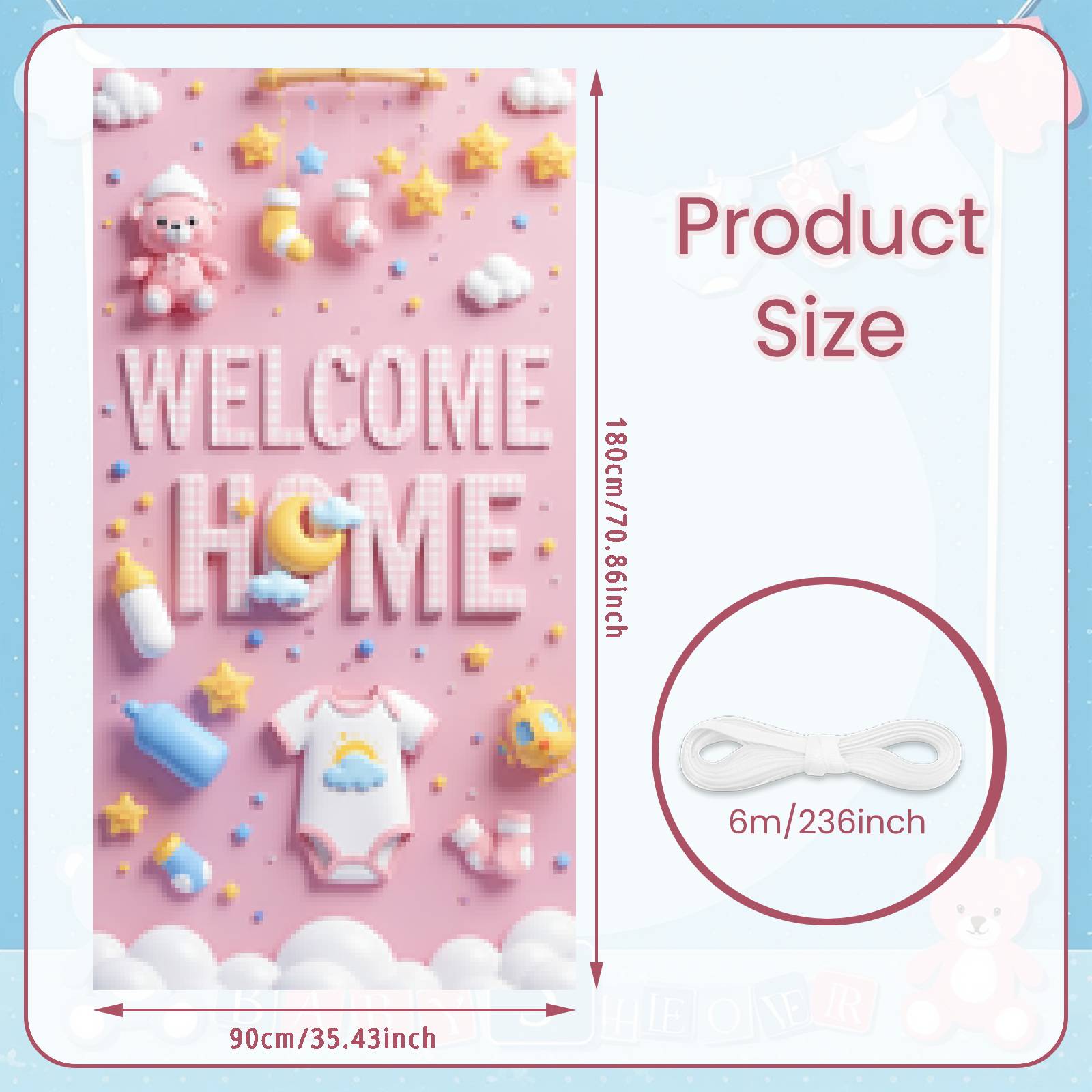 

Newborn Welcome Banner Cute Animal Celebration Banner Party Backdrop Gift Box Design For Home Entrance Decor