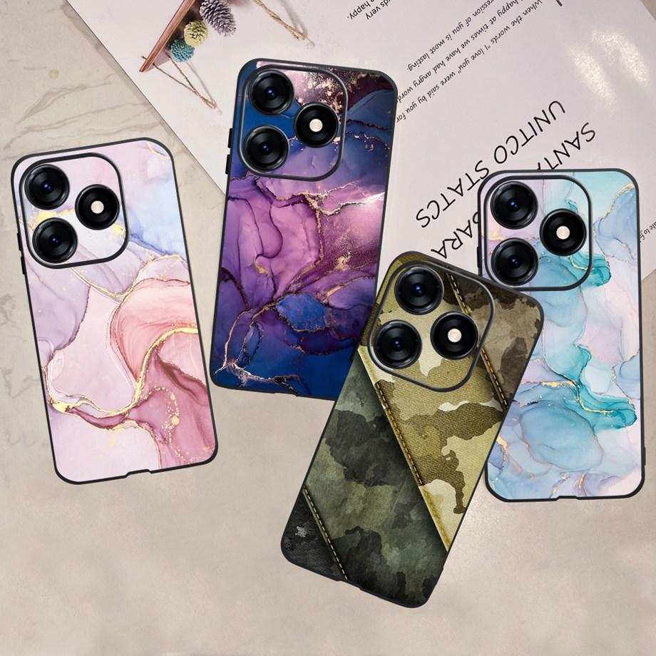 Lovely Luxury Phone Case For Tecno Spark 10 Pro / Spark10 10C 4G Fashion Soft Matte Silicone Back Cover Cartoon Dinosaur Cat Bag
