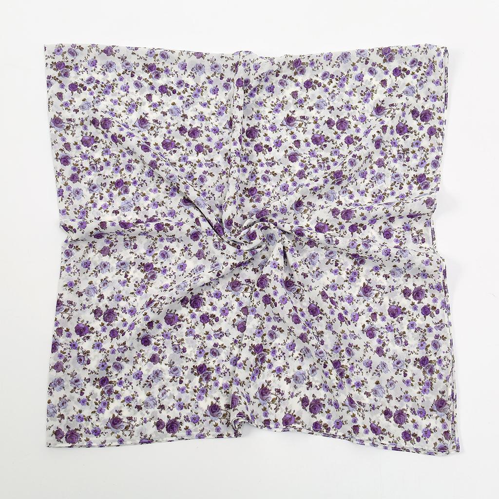 145*145CM Écharpe Carrée Florale Imprimée Chiffon Hijabs Écharpes Pour Femmes Châles Musulmans Foulard Enveloppant Bandeau Bufandas