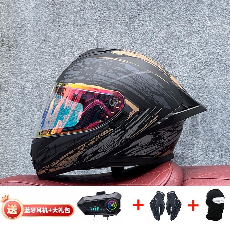 Full Face Motorcycle Helmet With External Bluetooth Module Men Women Large Rear Wing Sport Style DOT Approved