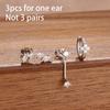 3PCS Korean Stainless Steel Butterfly Crystal Zirconia Round Hoop Earrings Set For Women Gold Plated Fashion Jewelry Gift Aretes