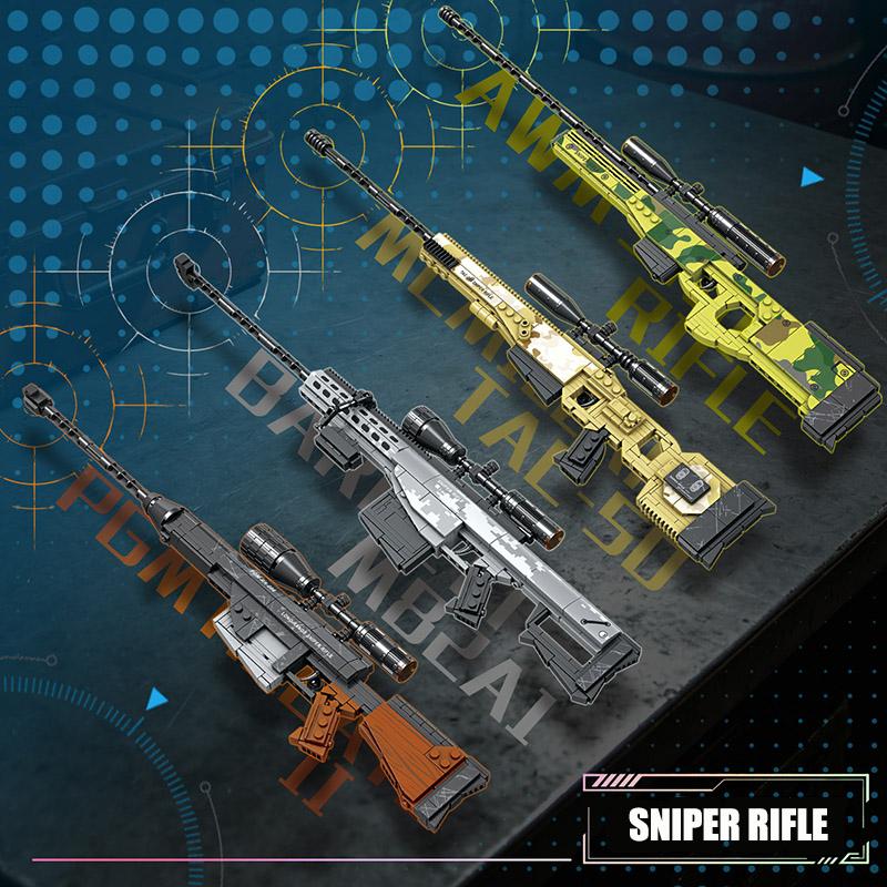 Rifle de Francotirador Militar M82A1 Barrett Modelo de Arma Bloques de Construcción MOC Ensamblaje AWM TAC-50 PGM Rifle de Francotirador Juguetes Para Niño Adulto Regalos