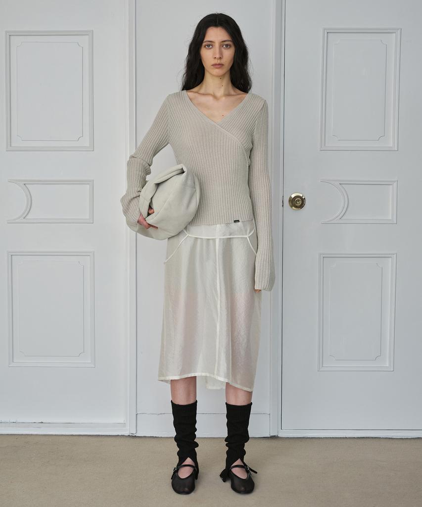 Simeteuligpeosenteu Wrap Knit Top / Beige