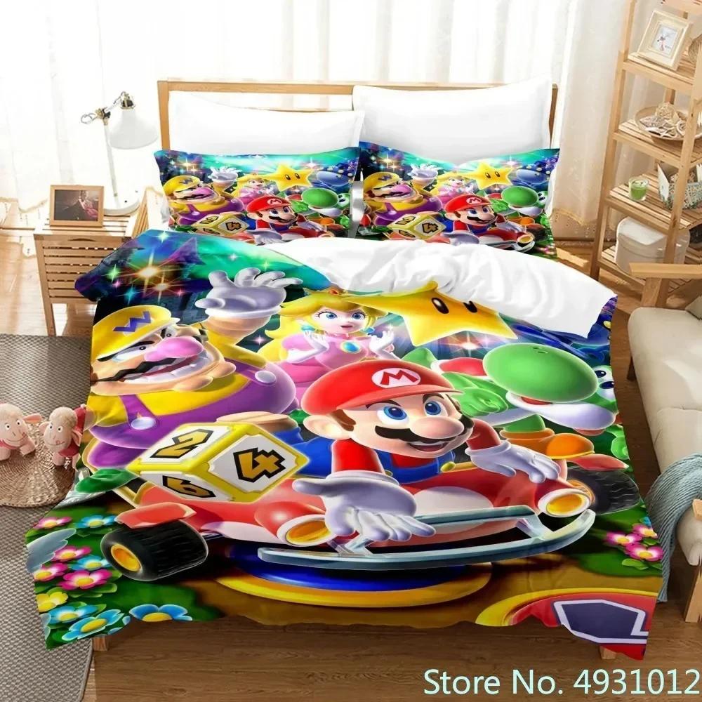 Pościel Super Mario Luigi Yoshi Toad Jumpman Anime 3D Poszewka na kołdrę Dla dziecka Dzieci Młodzież Dorosłych Tekstylia domowe Poszewka na kołdrę