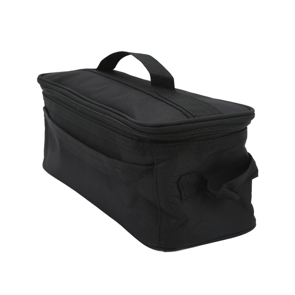 Camping Bag Large Capacity Double Zipper Tableware Storage Bag with Handle for Outdoor Black