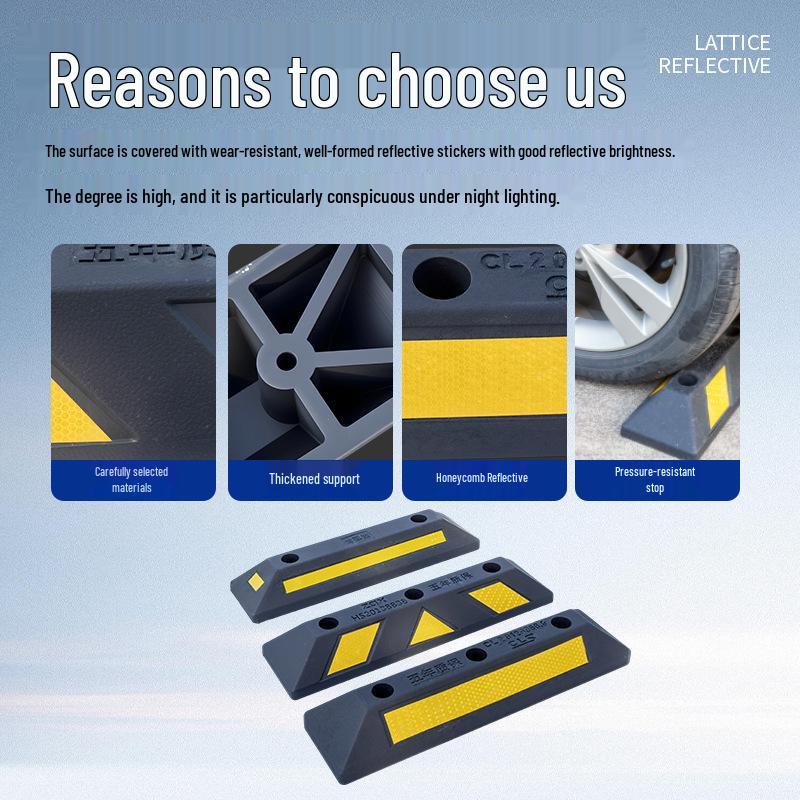Rubber Plastic Wheel Stopper with Nails - Parking Lot & Garage Positioner