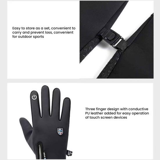 Waterproof Thermal Gloves Windproof Cycling Gloves Fleece Lined Touch Screen Gloves with Non-Slip Palm for Men Women Skiing Driving Hiking
