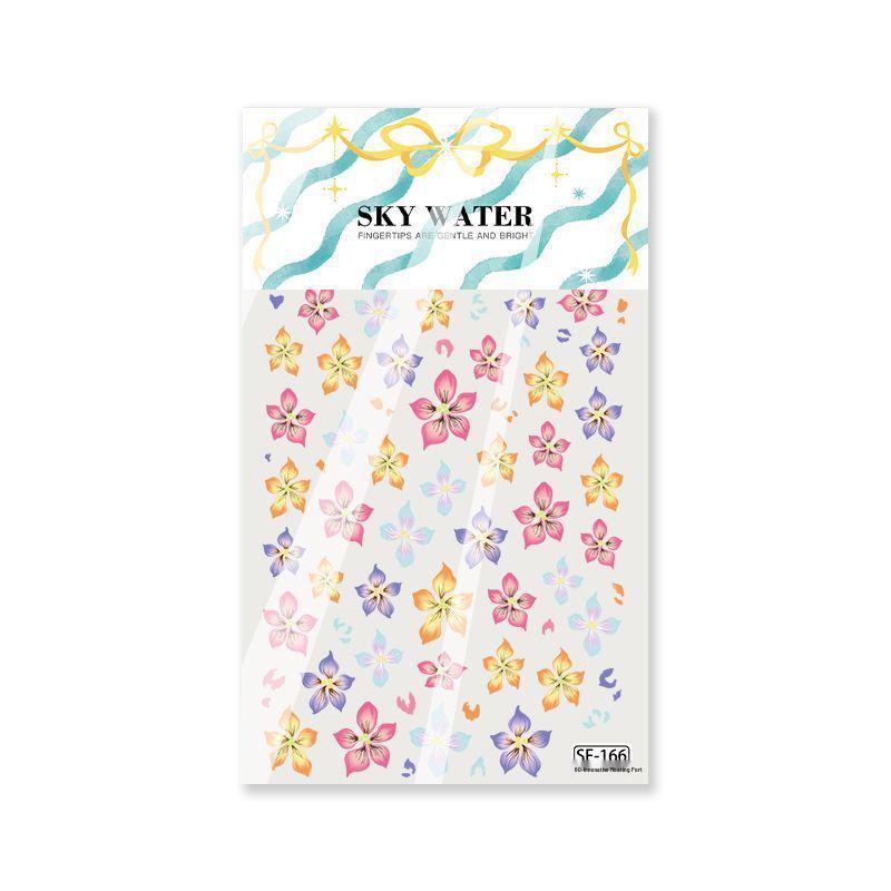 

Sky Plumeria 3D Embossed Seven-Color Five-Petal Flower Nail Art Stickers