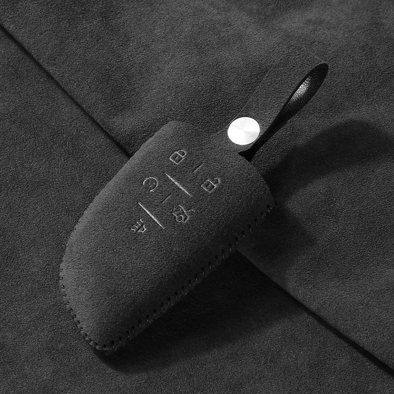 Suede Car Key Cover Case for Chevrolet Tahoe Suburban for GMC Yukon for Buick ENVISION S Plus Protection 2020 2021 2022 2023
